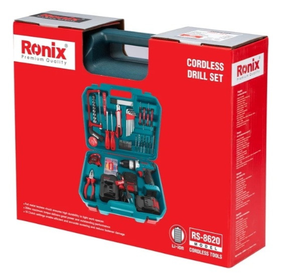 ست دریل شارژی رونیکس 53 عددی مدل RS-8620